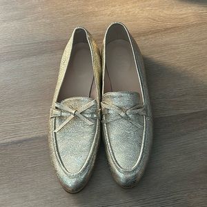 J.crew bow gold loafers